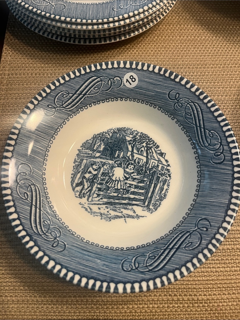 #18 1960’s vintage 1 currier & Ives Ceramic fruit desert Bowl 🥣 farm gate